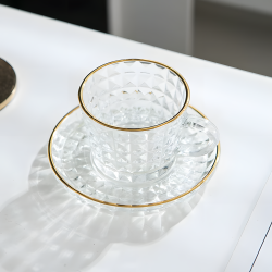 Glass Cups & Plate Set 6 Pcs